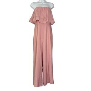 Lovers & Friends Nellie Pink Strapless Jumpsuit Ruffle M